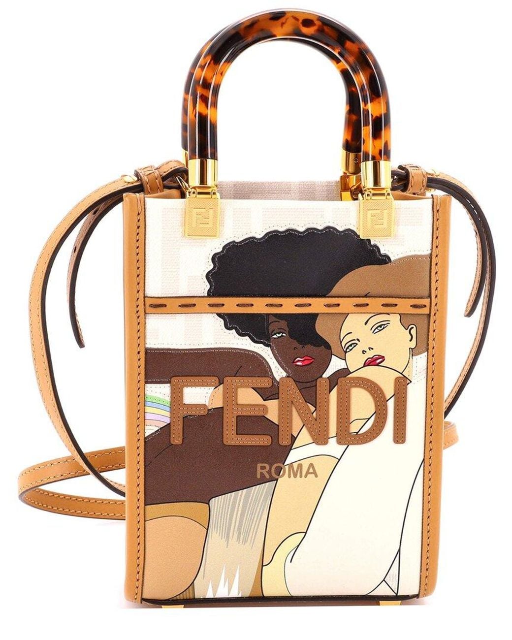 Fendi Metallic Printed Zucca Coated Canvas Sunshine Shopper Tote Mini (Authentic Pre-Loved)