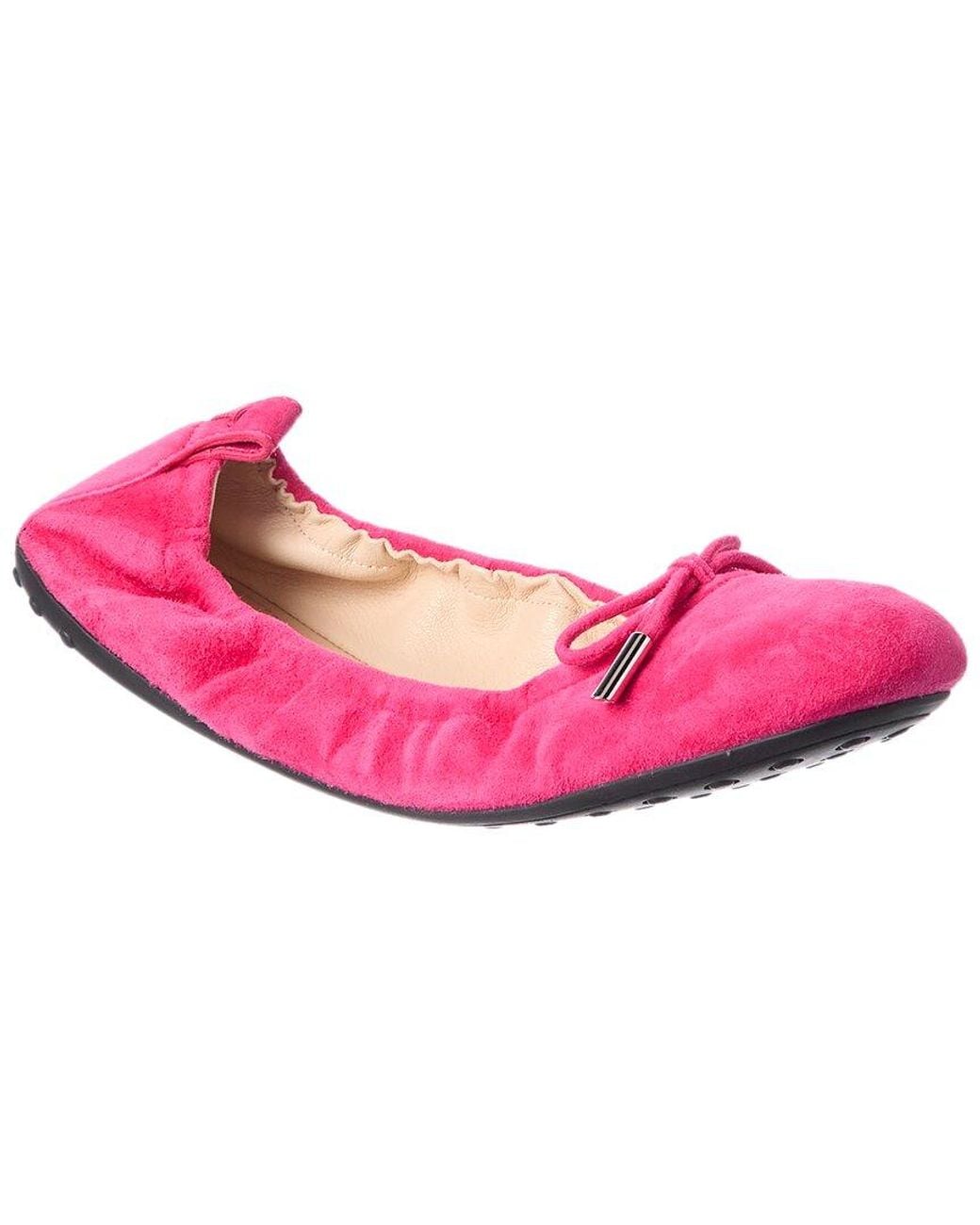 Tod's Pink Tods Gommino Suede Ballerina Flat