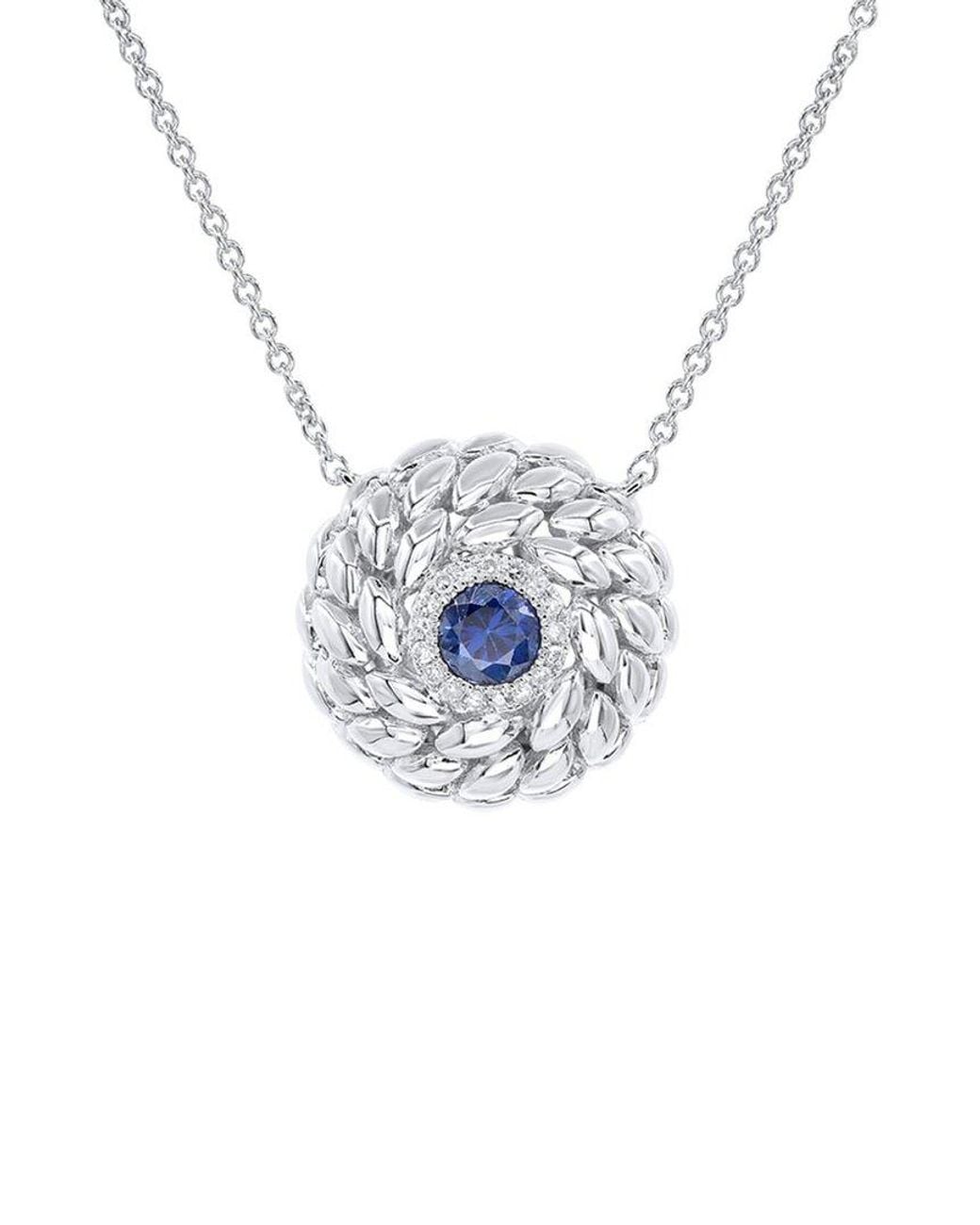 Diana M Multicolor Fine Jewelry 14k 0.38 Ct. Tw. Diamond & Sapphire Necklace