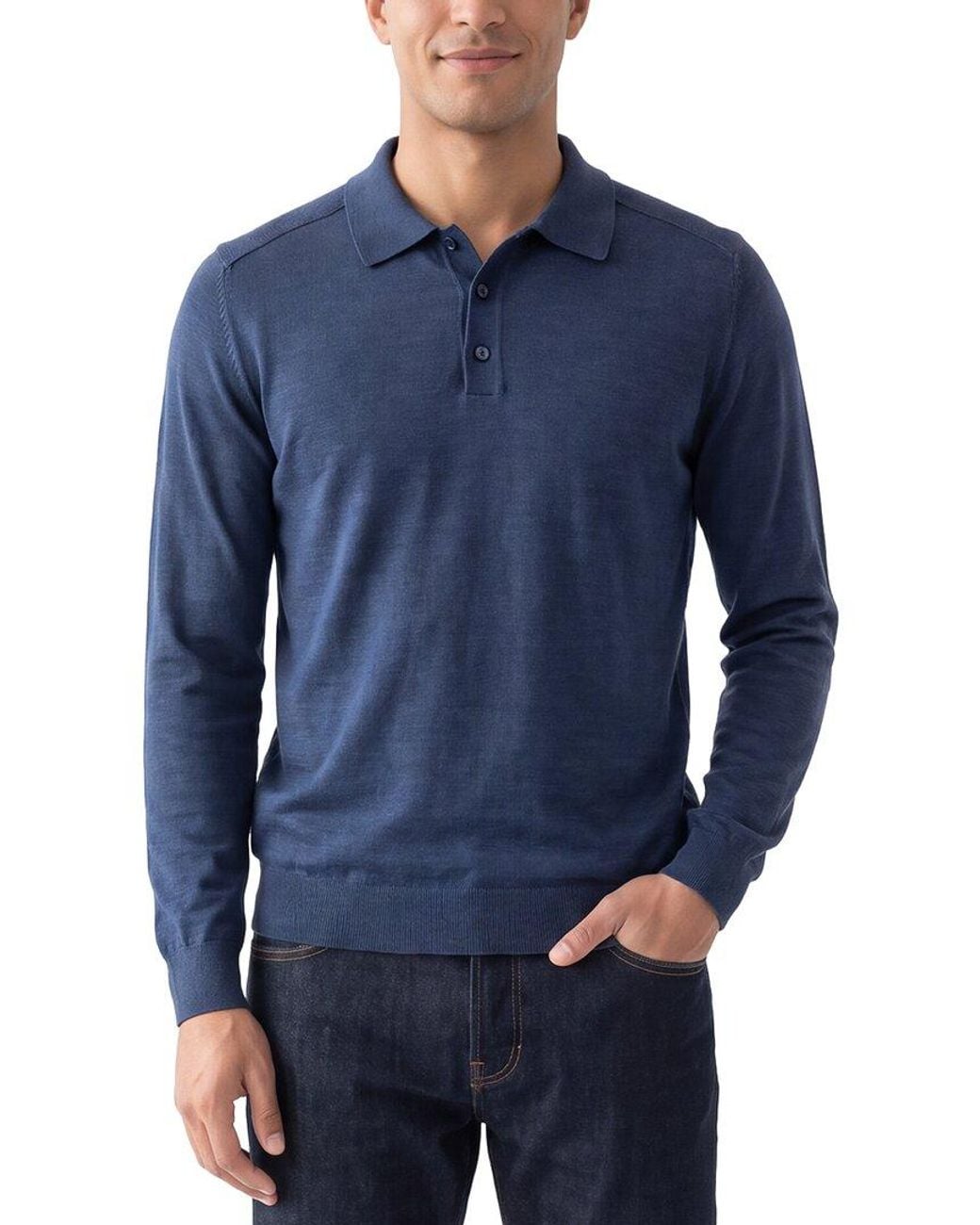 Raffi Blue Jersey Polo Sweater for men