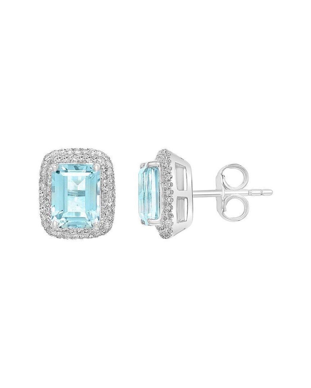 Effy Fine Jewelry Blue 14K 3.65 Ct. Tw. Diamond & Aquamarine Earrings