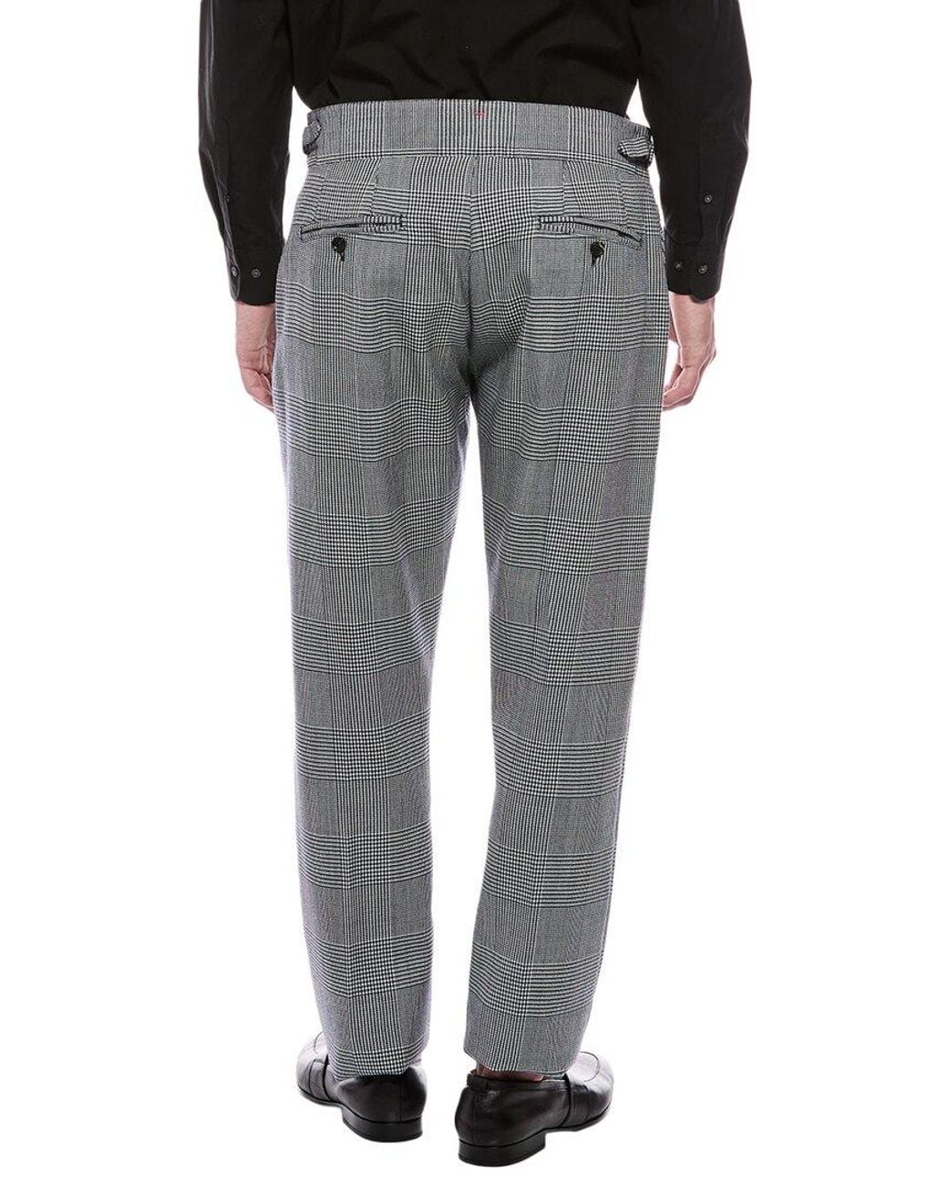 Isaia Black Houndstooth Wool Trouser for men