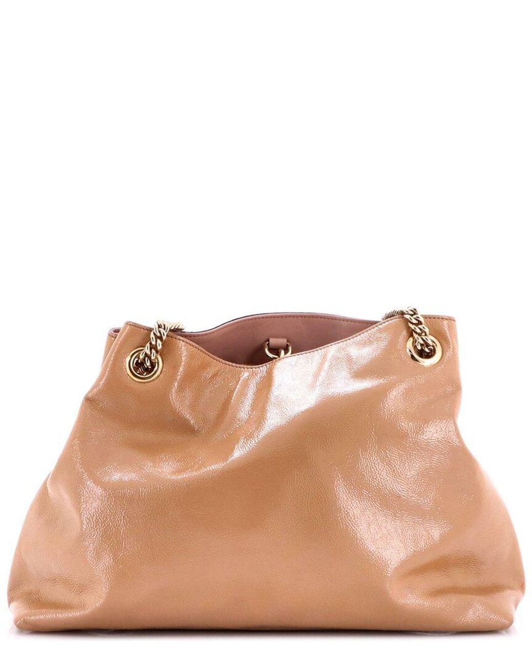 Gucci Brown Patent Leather Soho Chain Strap Shoulder Bag Medium (Authentic Pre-Loved)