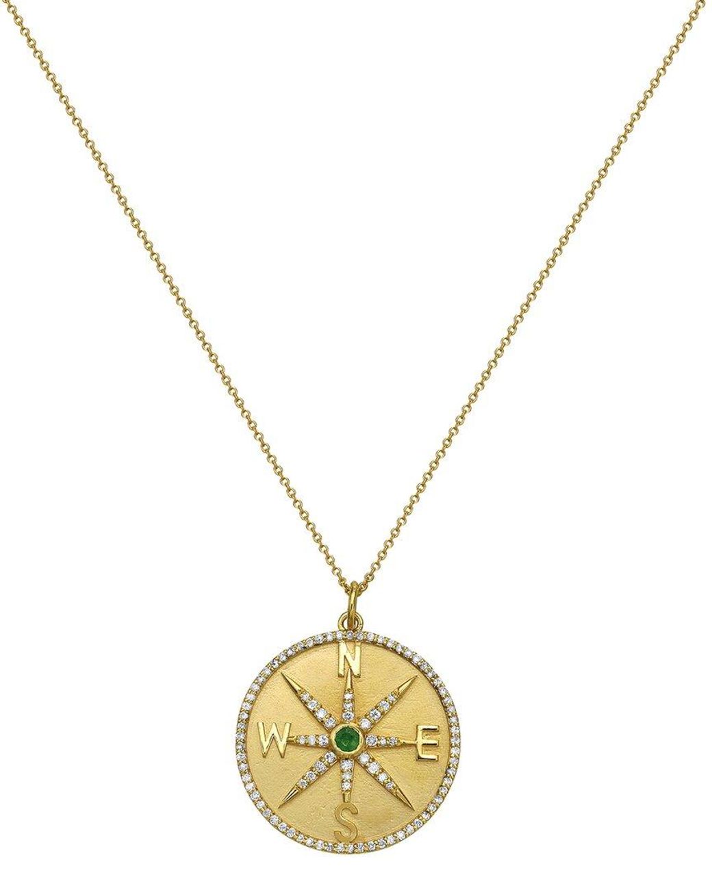 Forever Creations USA Inc. Metallic Forever Creations 14k Compass Pendant Necklace
