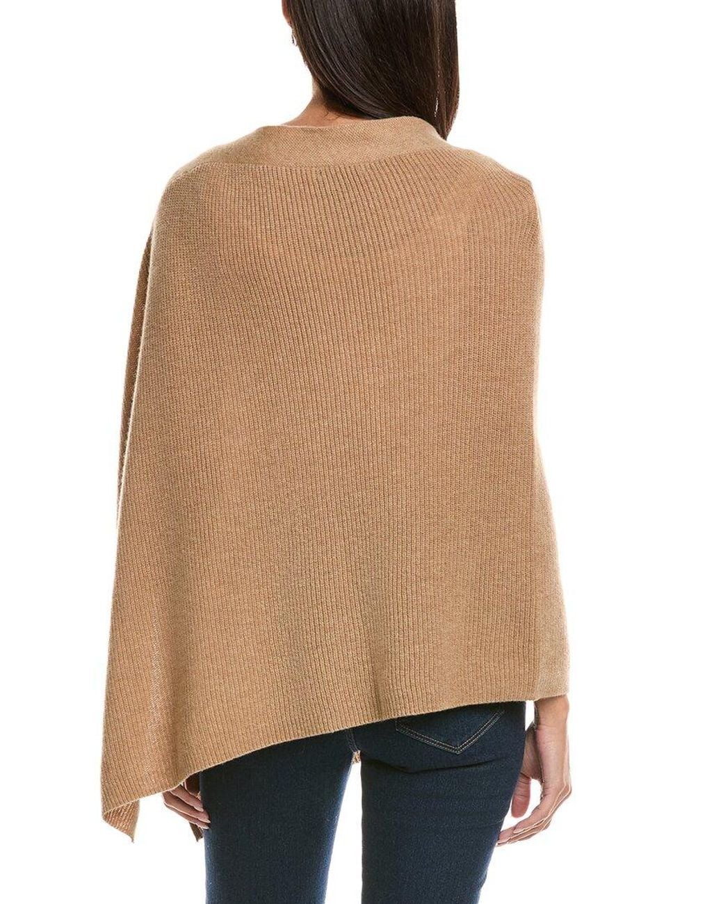 Forte Natural Cashmere Rib Trim Cashmere Poncho