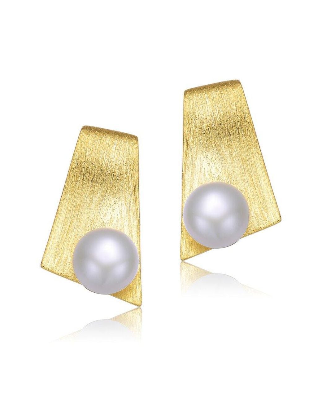 Rachel Glauber Multicolor 14k Over Silver 7.5-7.5mm Pearl Earrings