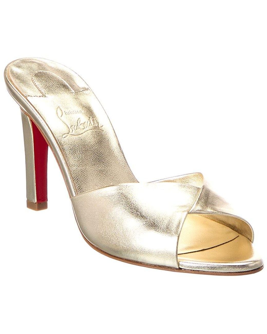 Christian Louboutin Metallic Fanny Slide 85 Leather Sandal