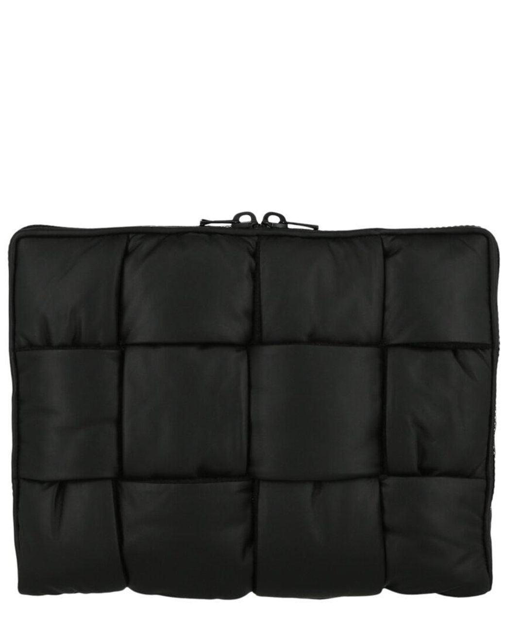 Bottega Veneta Intrecciato Nylon Leather Laptop Case in Black