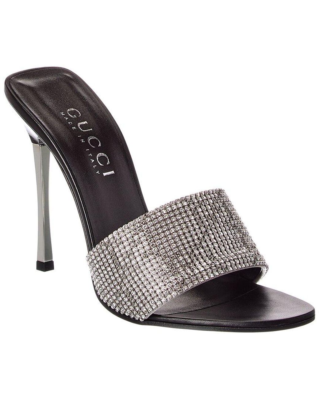Gucci Gray Bombshell Crystal Mesh Sandal