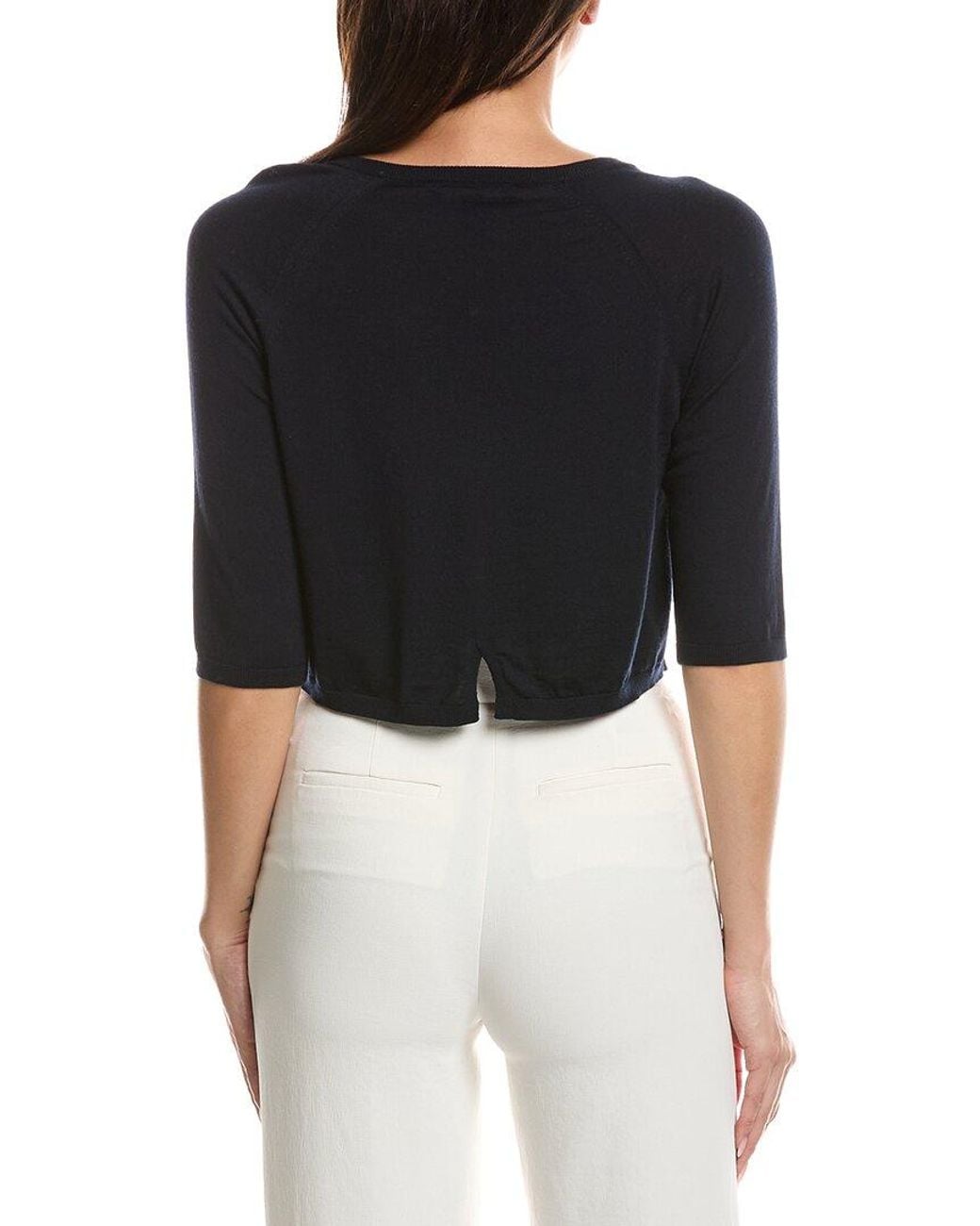 Max Mara Black S Shoulder Wrap Wool Cardigan