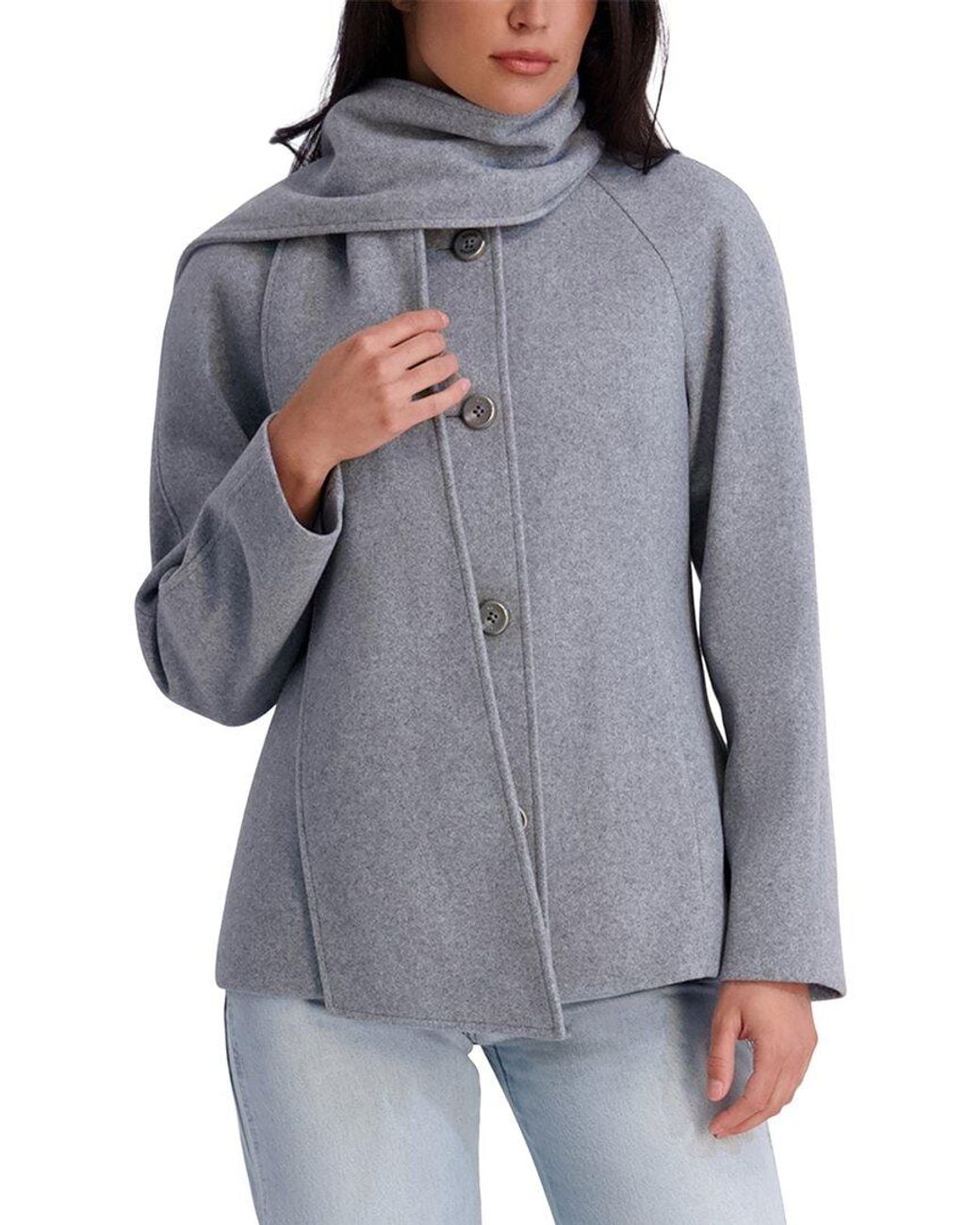 Kensie Gray Scarf Neck Coat