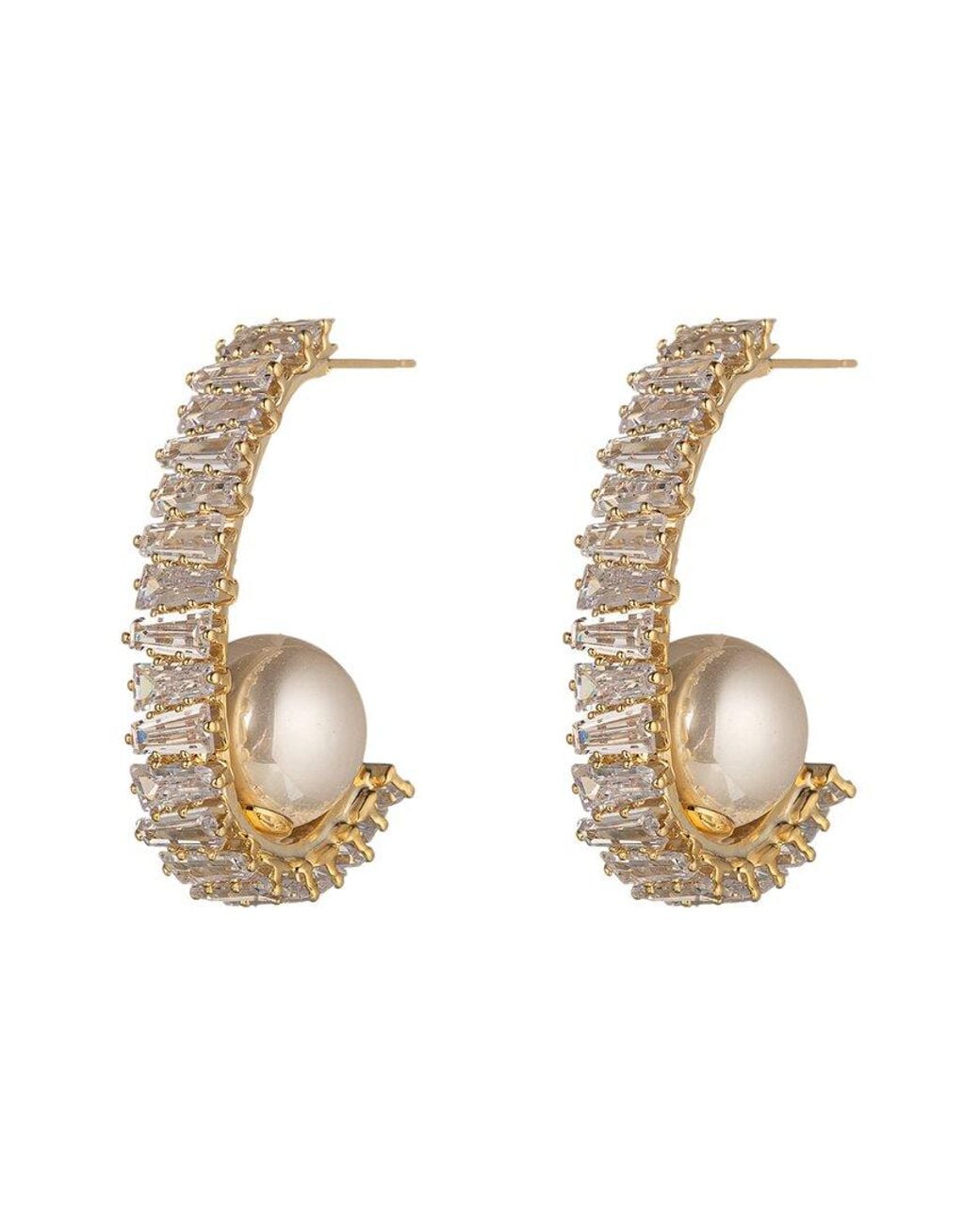 Eye Candy LA Metallic Cz Ava Half Loop Earrings