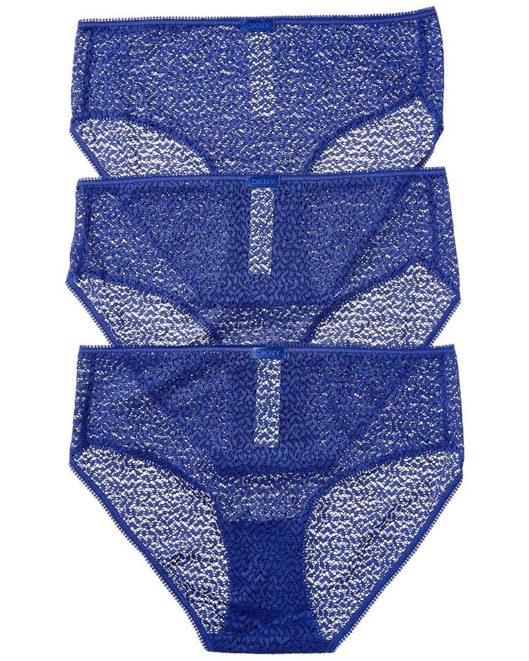 On Gossamer Blue Dkny 3pk Modern Lace Hipster