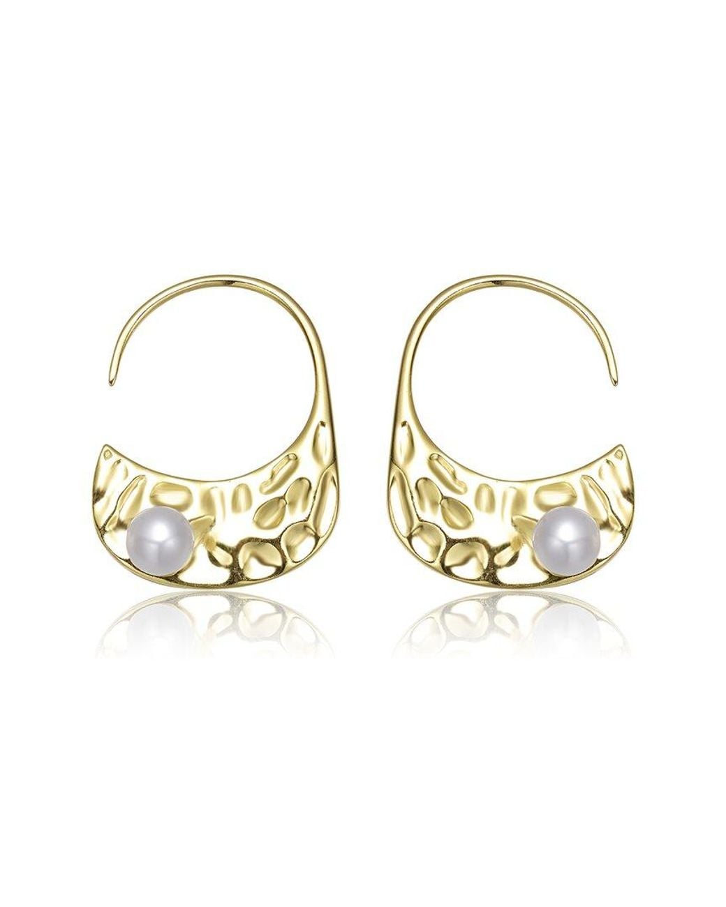 Genevive Jewelry Metallic 14k Over Silver 5.5-5.5mm Pearl Earrings