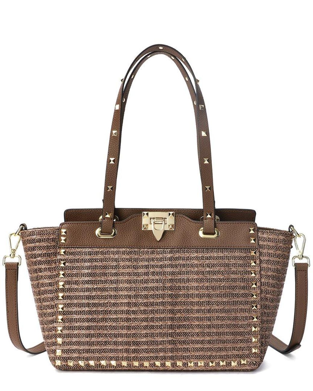 Tiffany & Fred Paris Raffia & Leather Tote in Brown | Lyst
