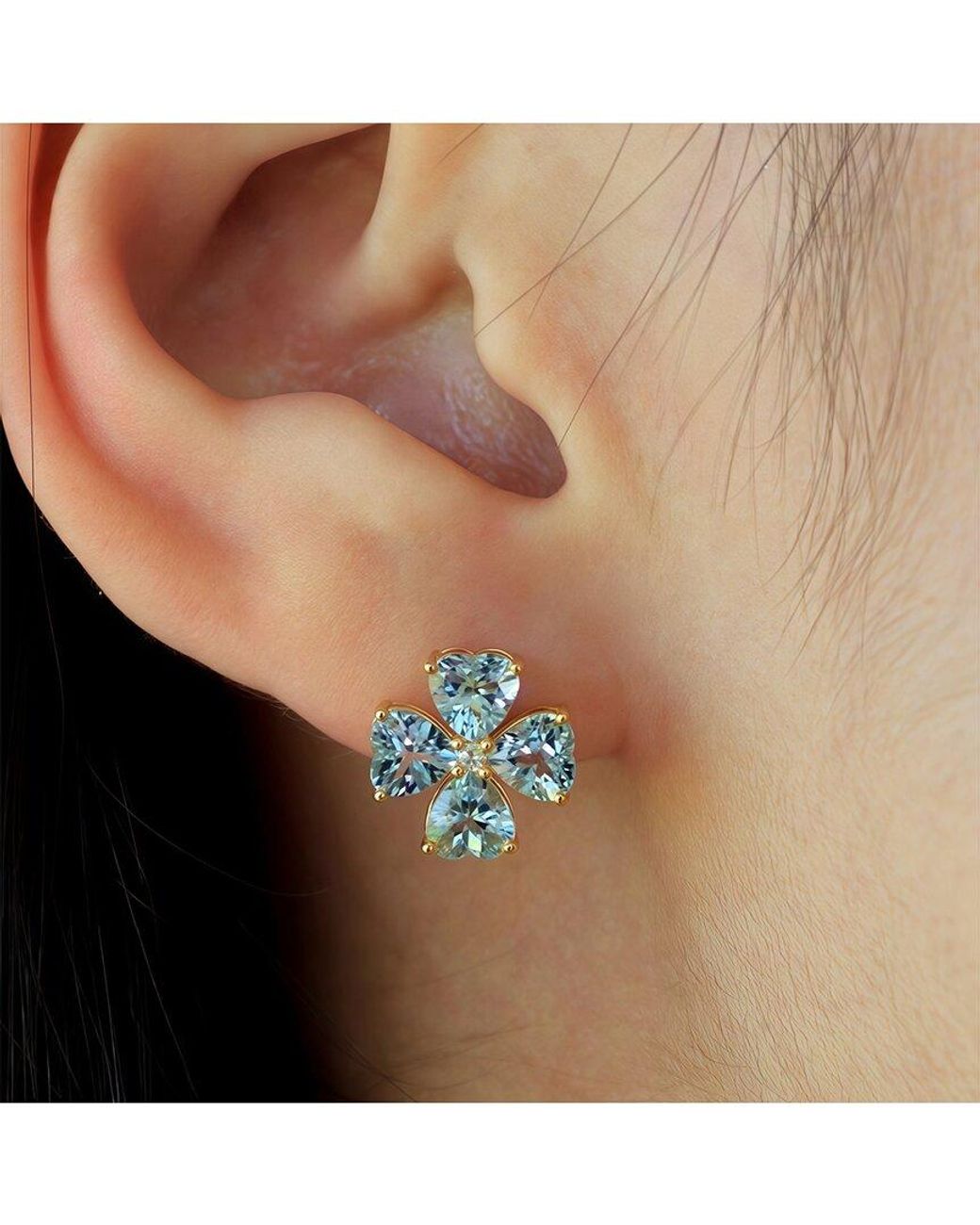 Kai Fine Jewelry Blue 14K 3.83 Ct. Tw. Diamond & Aquamarine Stud Earrings