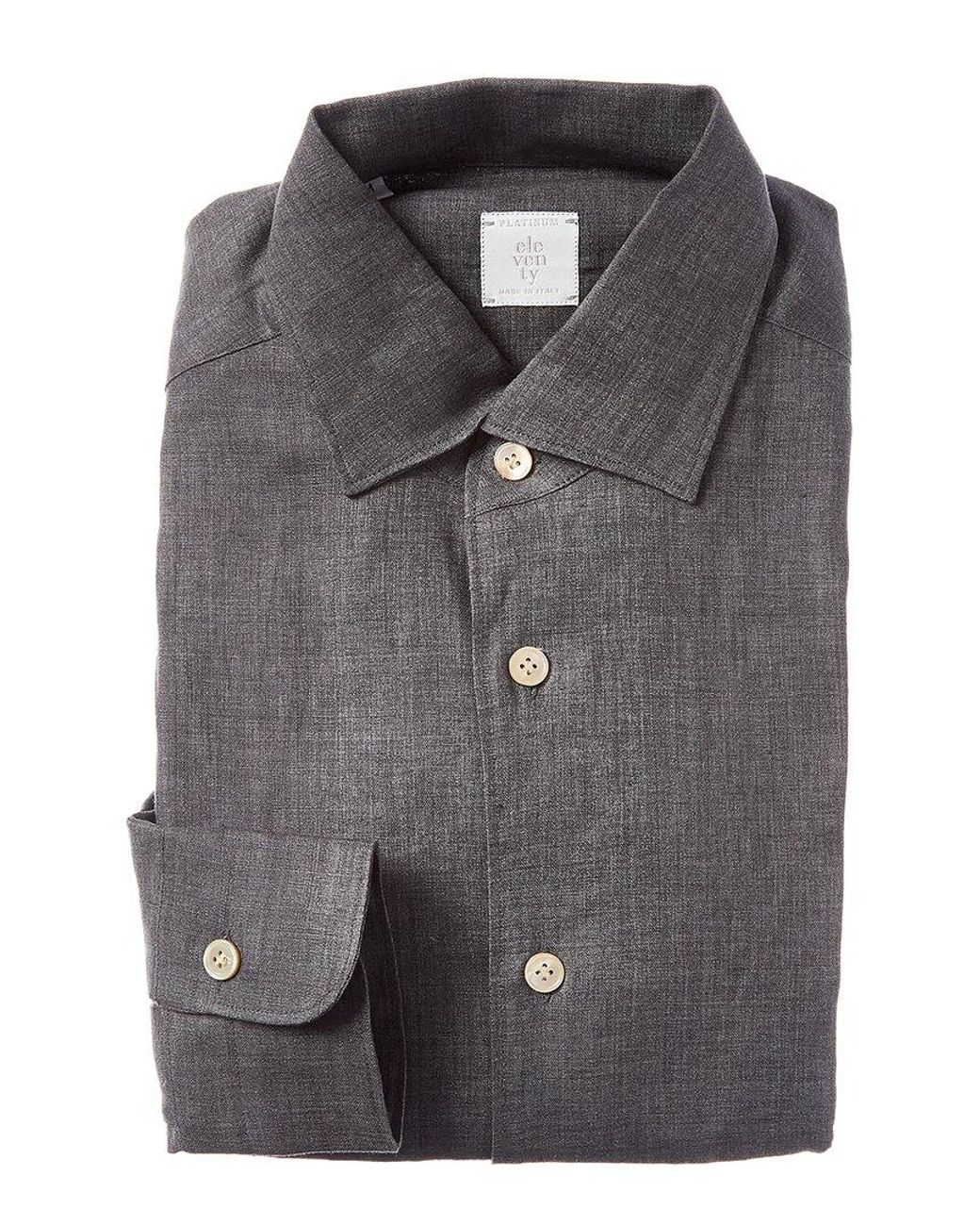 Eleventy Gray Linen Shirt for men