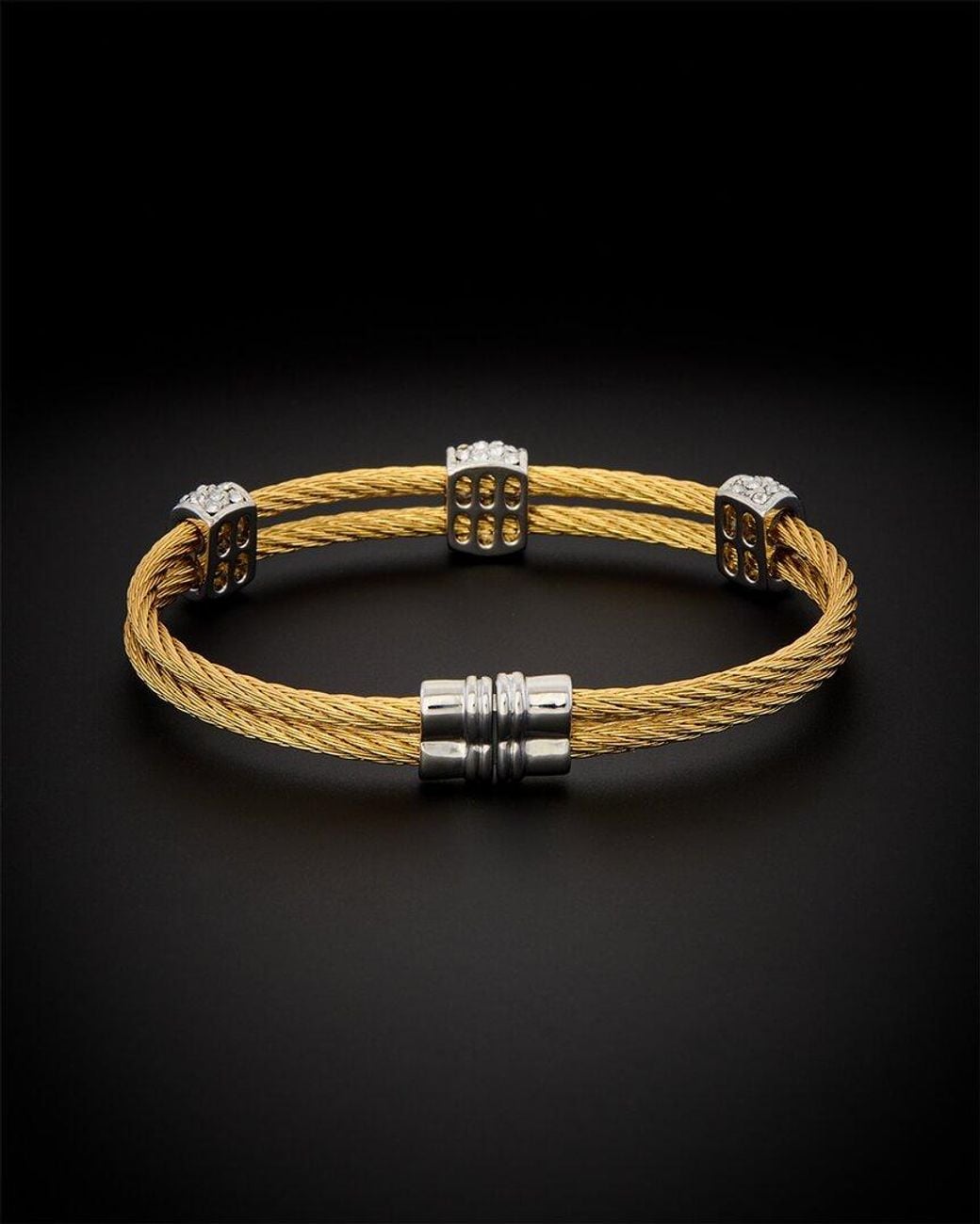 Juvell Black 18k Plated Cz Twisted Mesh Bangle Bracelet