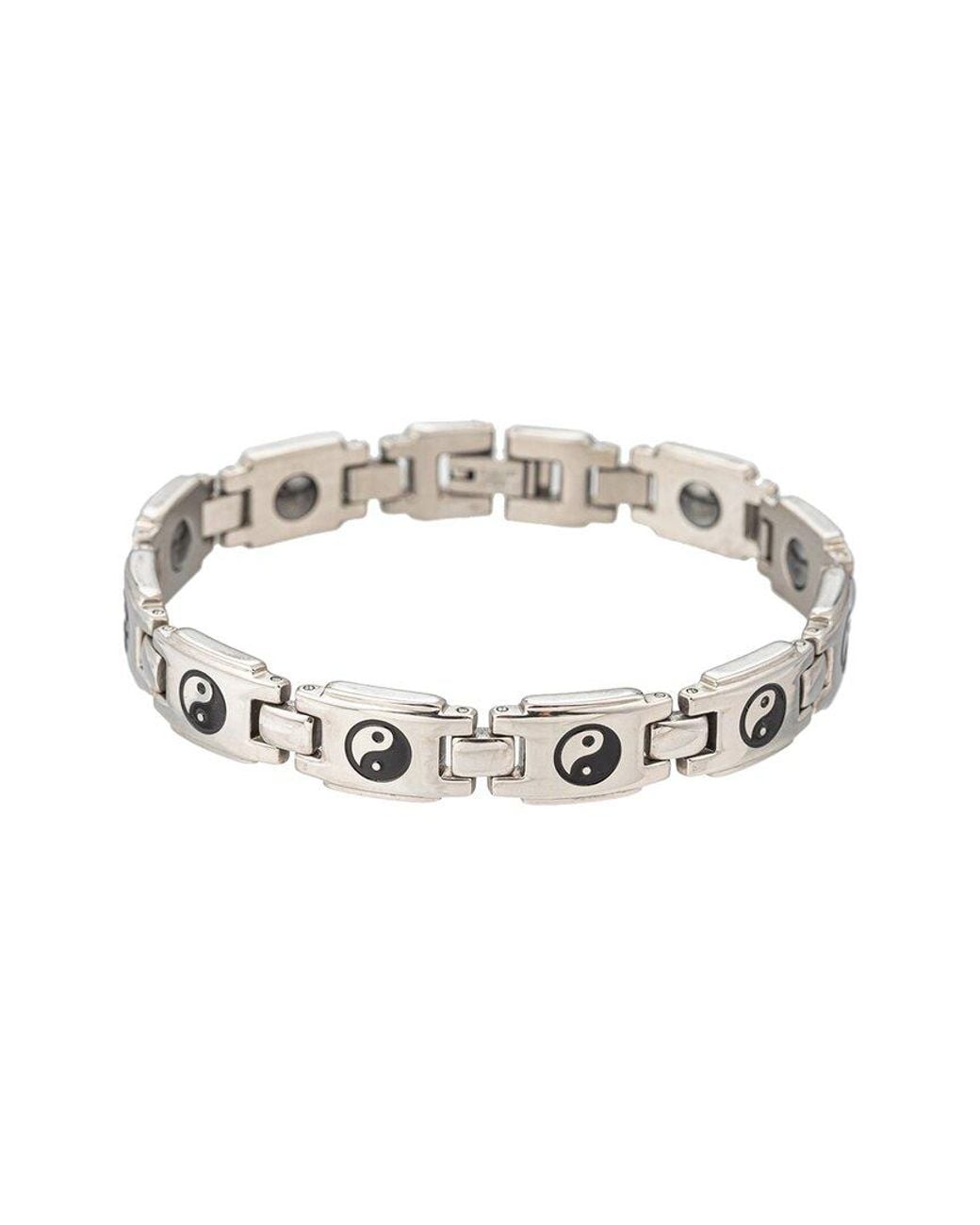 Eye Candy LA Metallic Titanium Yin And Yang Chain Bracelet