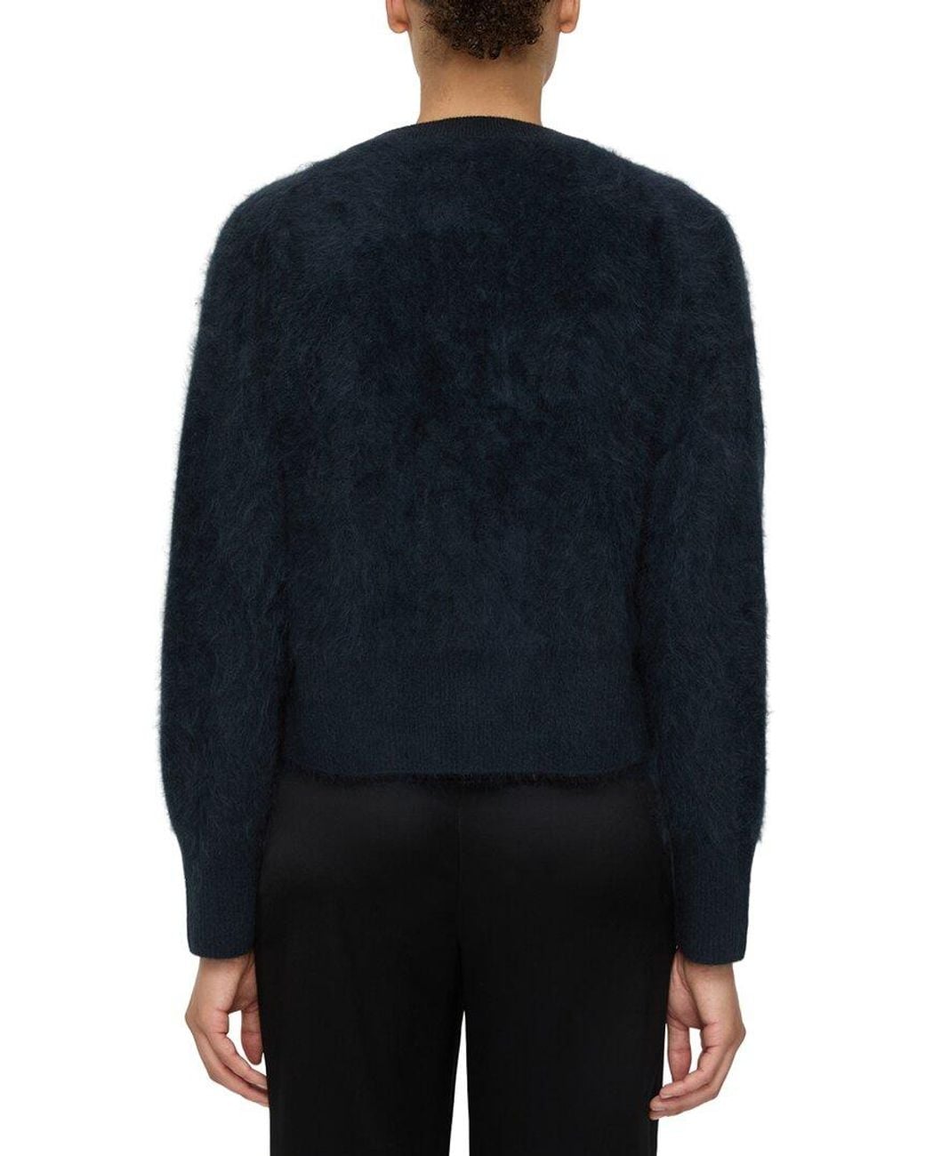 Lafayette 148 New York Blue Brushed 100% Cashmere Button Front Cardigan