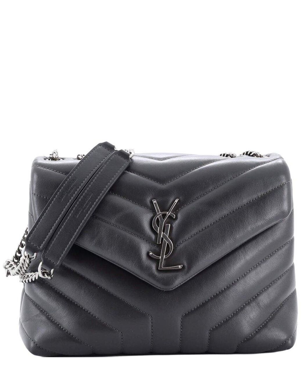 Saint Laurent Gray Loulou Shoulder Bag Matelassé Chevron Small (authentic Pre- Loved)