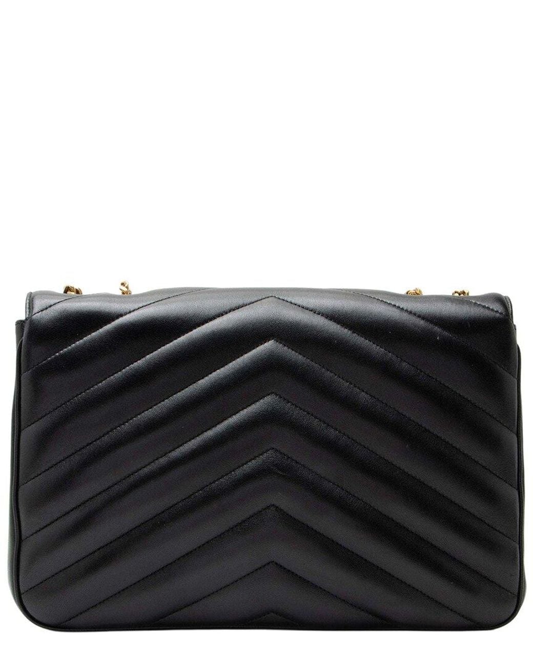 Saint Laurent Black Matelasse Lambskin Monogram Loulou Large Nm Shoulder Bag (authentic Pre-loved)