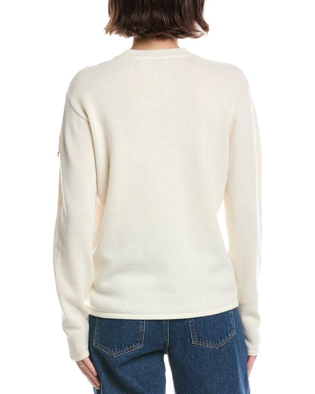 Moncler White Wool & Cashmere-Blend Sweater