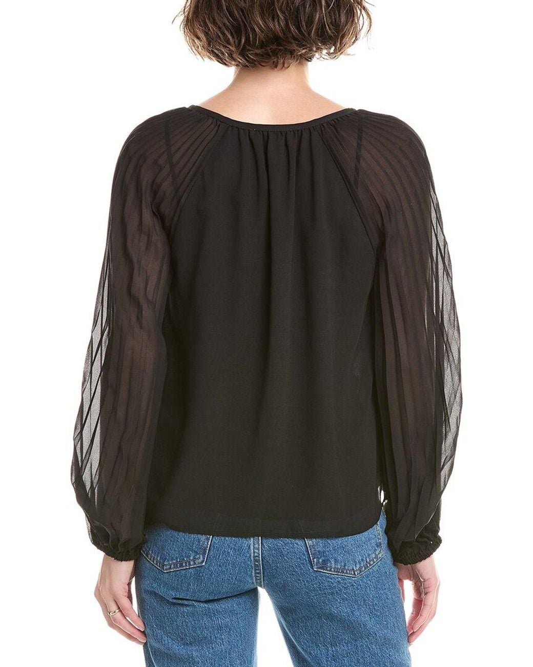 Bella Dahl Black Pleated Raglan Blouse