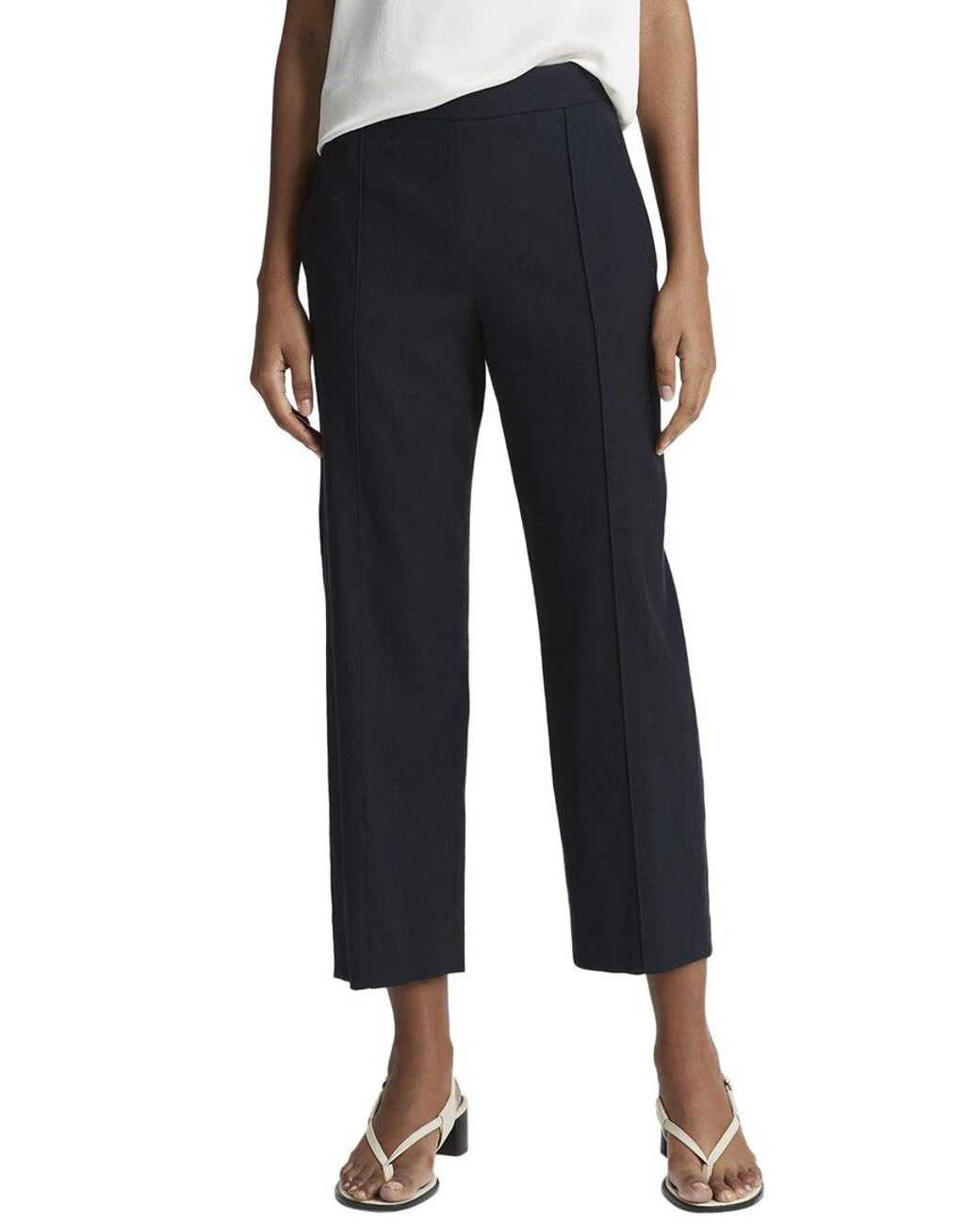 Vince Blue Mid Rise Tapered Pull-On Linen-Blend Pant