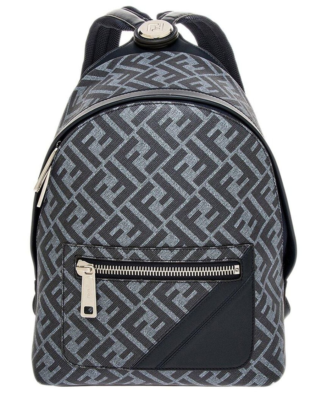 Fendi Gray ! Chiodo Small Leather Backpack