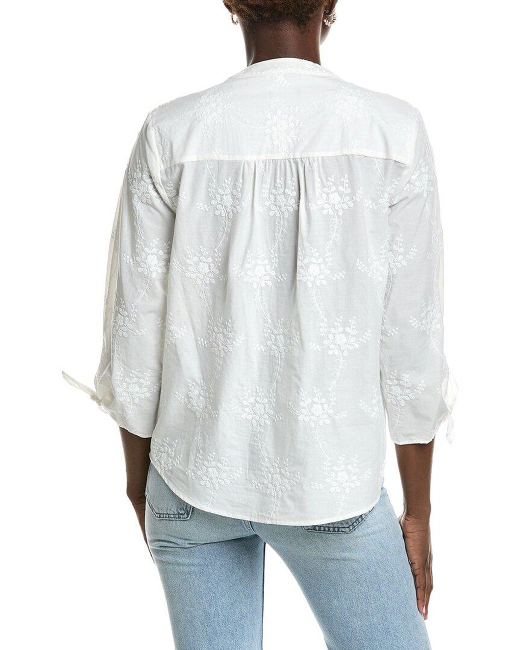 Jones New York White Y-Neck Blouse