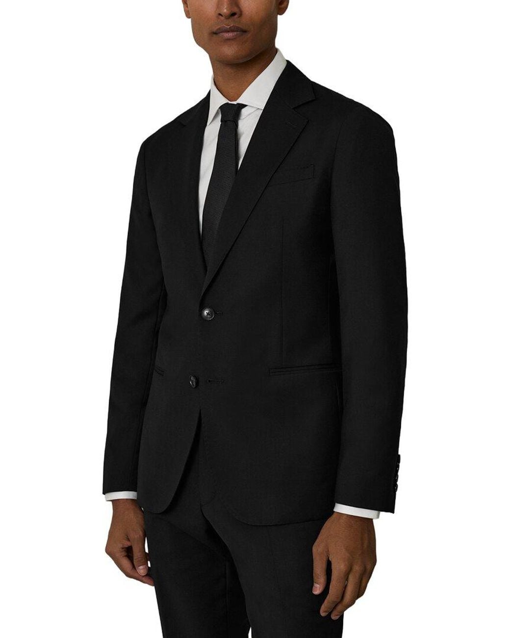 Reiss Black Aspire Notch Plain Wool Formal Jacket for men