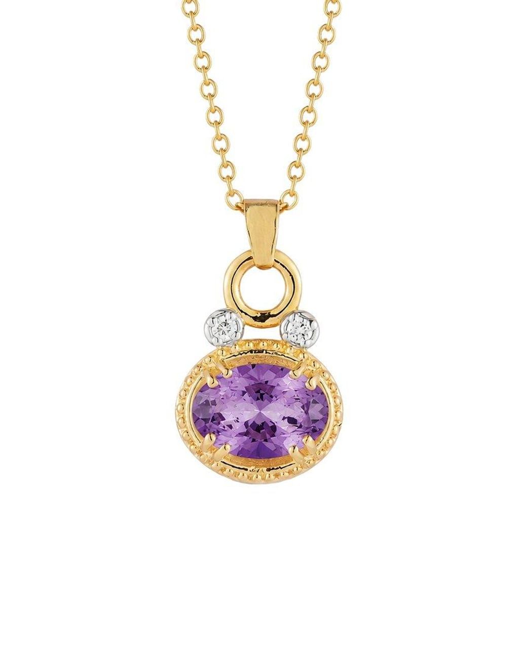Reiss Pink 14K 2.75 Ct. Tw. Diamond & Amethyst Necklace