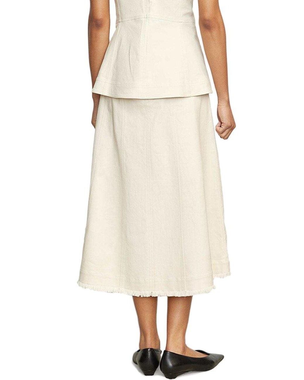 MODERN CITIZEN White Saskia Front-Seam Cotton Twill Skirt