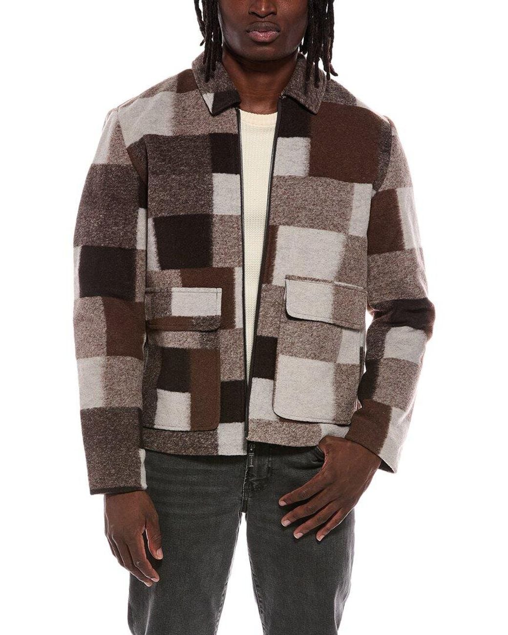 Hunter Brown Elias Boiled Wool-Blend Jacket for men