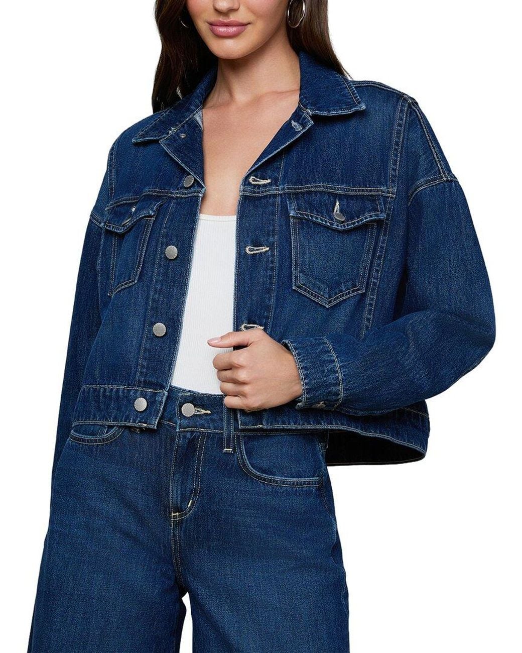 L'Agence Blue Vianney Hi-Lo Crop Jacket