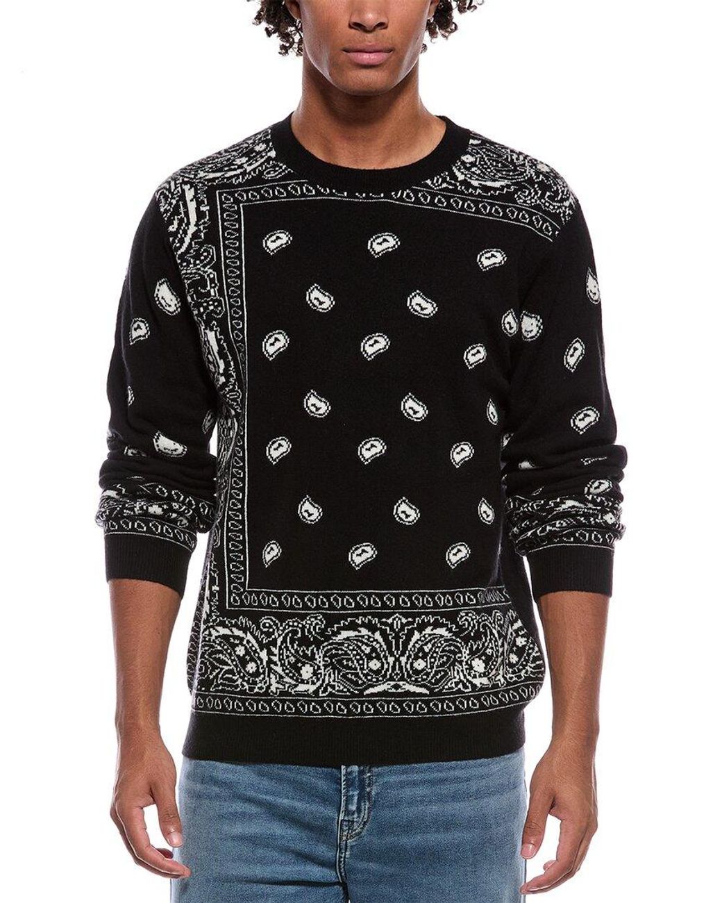 RTA Black Creed Wool & Cashmere-Blend Crewneck Sweater for men