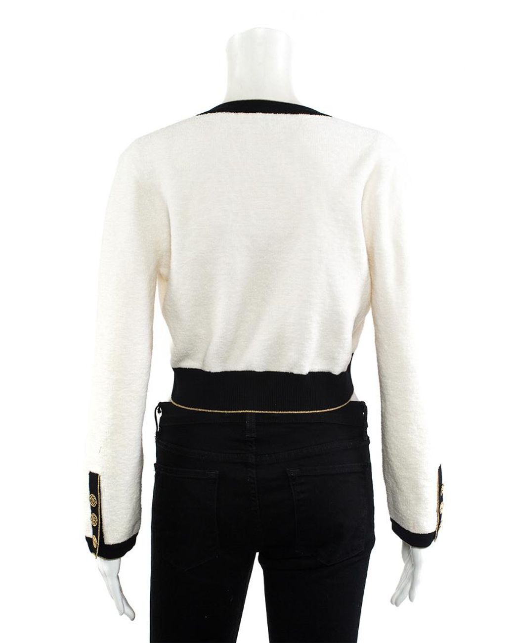 Chanel Black And White Logo Button Cardigan  ShopperBoard