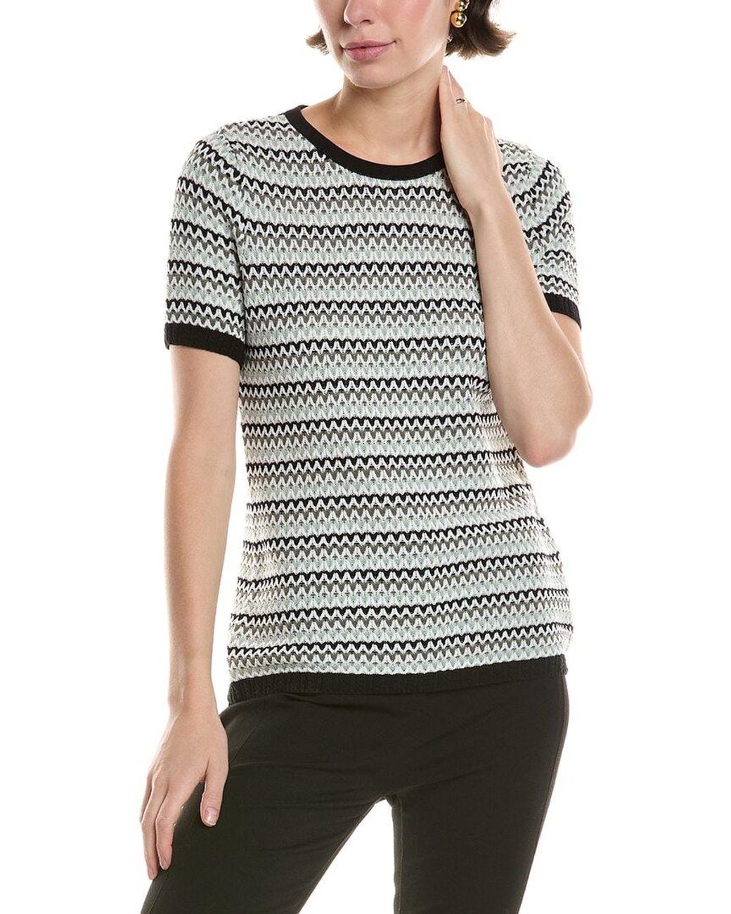 Anne Klein Gray Petite Short Sleeve Sweater Top