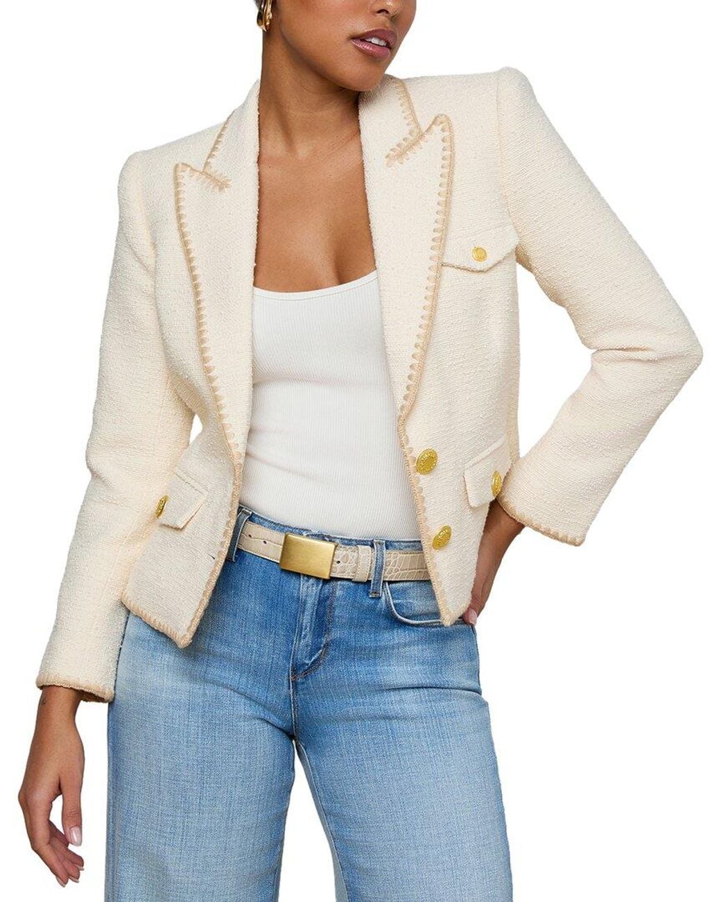 L'Agence White Wylla Short Structured Blazer