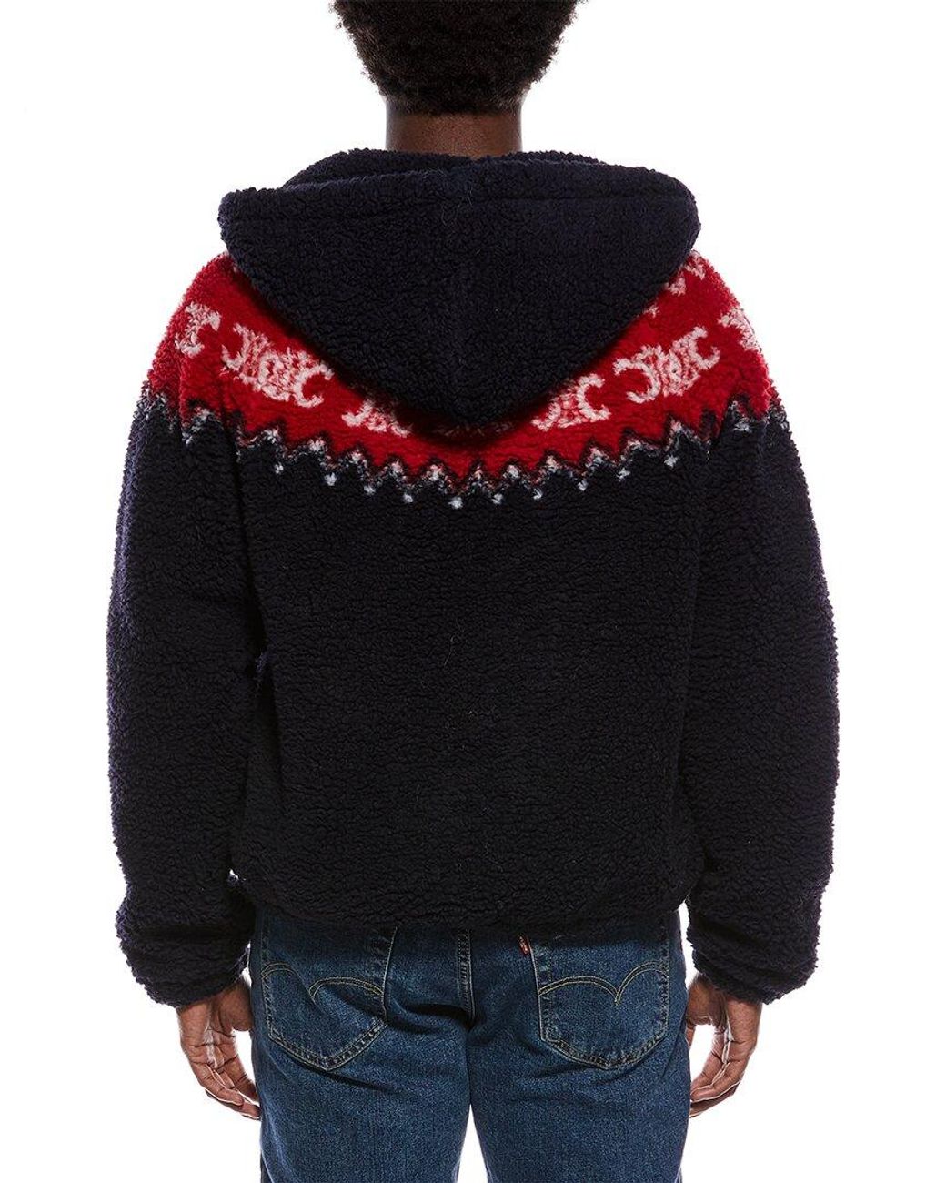 Céline Red Logo Fleece Wool-Blend Jacket for men