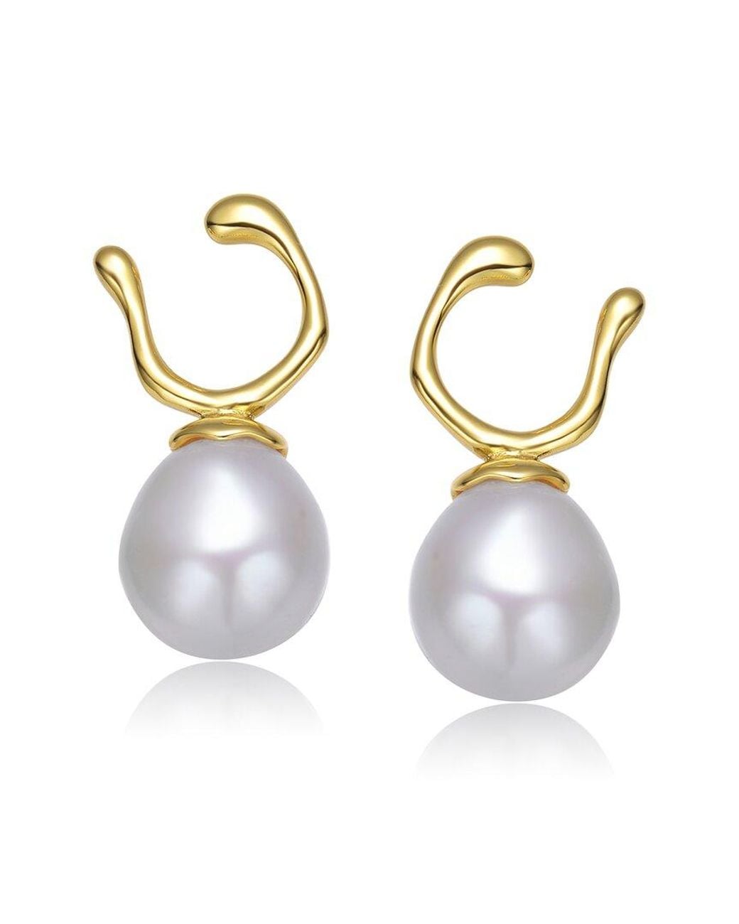 Rachel Glauber Metallic 14k Over Silver Pearl Earrings