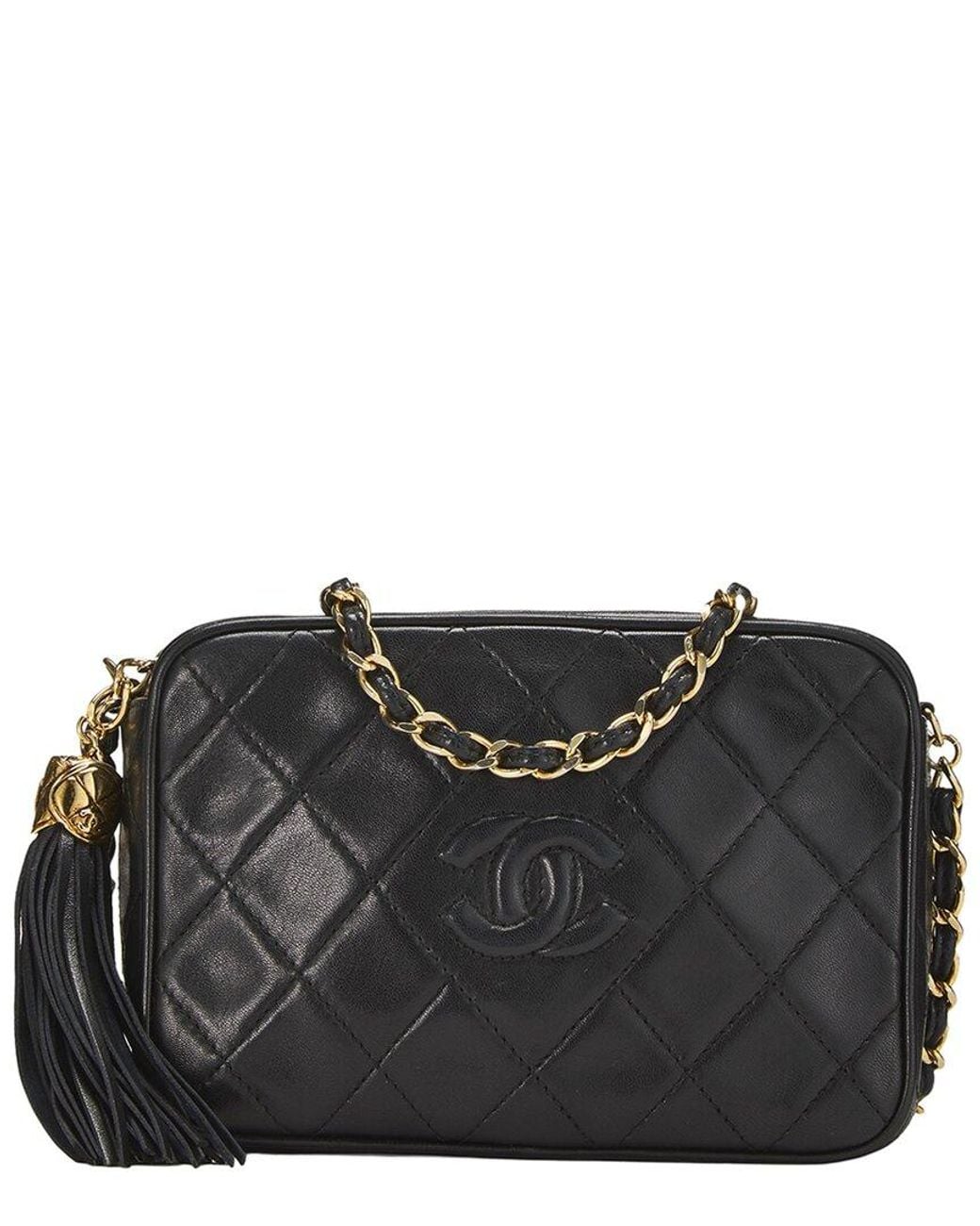 Chanel Black Quilted Lambskin 'Cc' Camera Bag Mini (Authentic Pre-Loved)