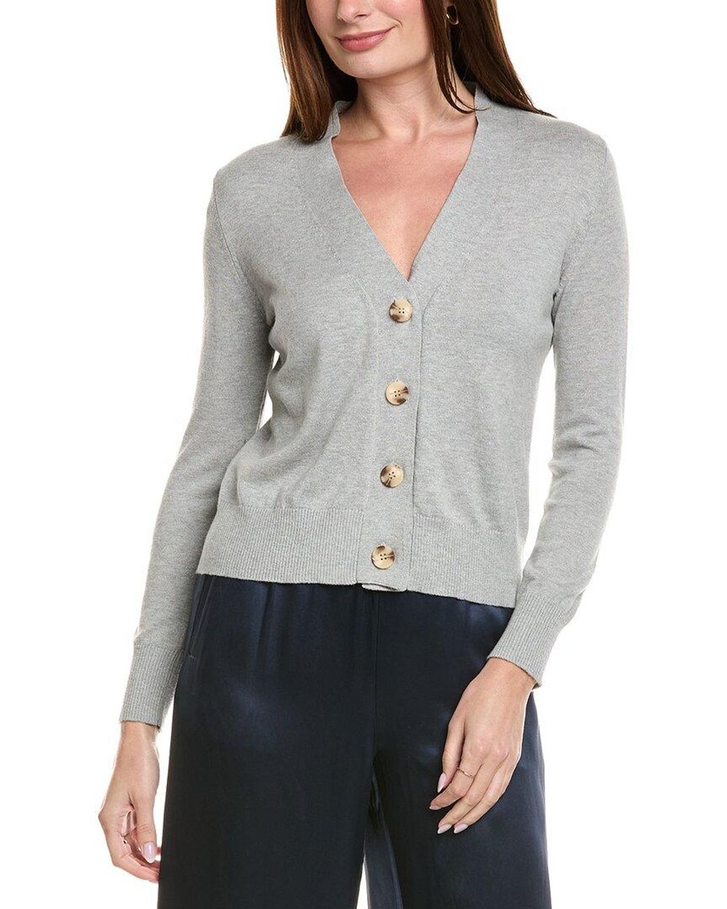 Hannah Rose Gray Four-Button Cashmere-Blend Cardigan