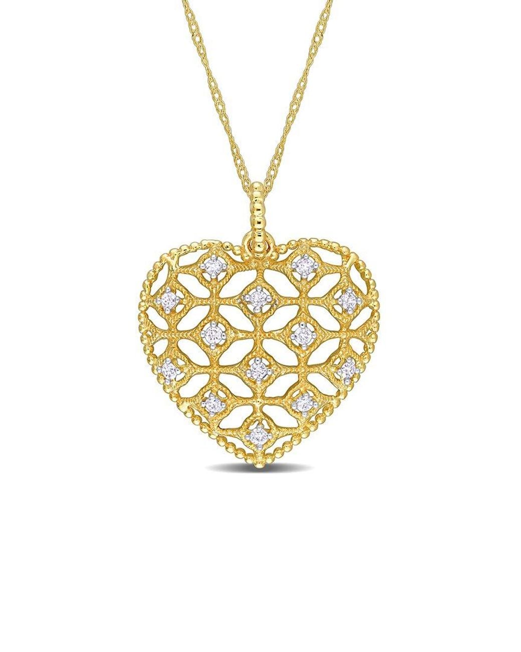 Rina Limor Metallic 14k 0.20 Ct. Tw. Diamond Heart Necklace
