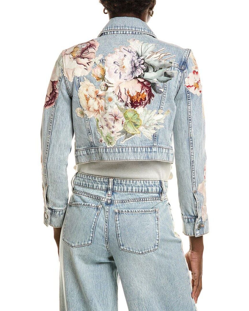 Alice + Olivia Blue Chloe Boxy Cropped Jacket