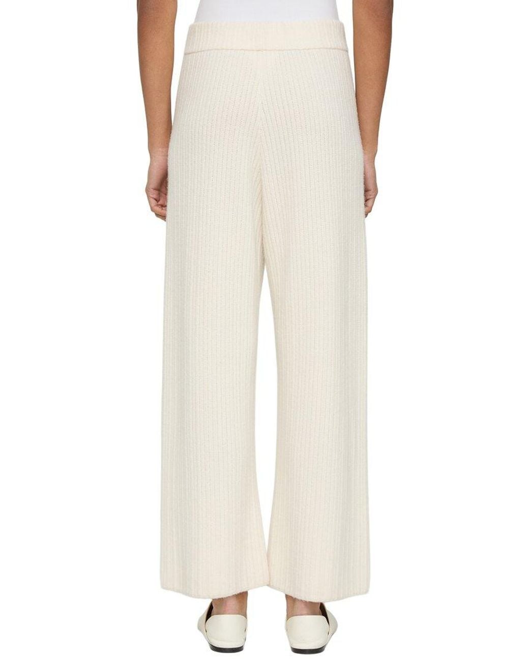 Lafayette 148 New York Natural Mixed Stitch Pull On Knit 100% Cashmere Pant
