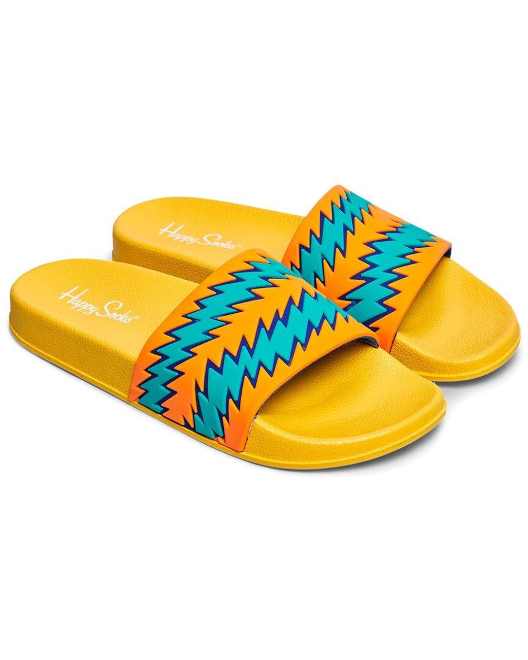 Happy Socks Rock N Roll Stripe Slider Sandal in Yellow for Men | Lyst