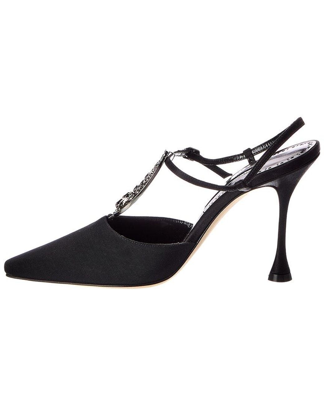 Manolo Blahnik Black Truta 105 Grosgrain Slingback Pump