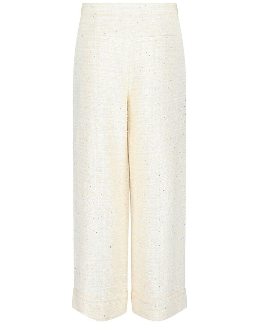Valentino White Tweed Wide-Leg Pants